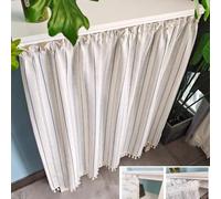 ZIUSFAC Cortina De Gabinete con Rieles Deslizantes Cortinas Debajo del Fregadero Cortina A Prueba De Polvo Privacidad Cortinas Cortas, Lino(Wrinkle,60x100cm/23.6x39.4in)