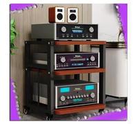 ZIUSFAC Estante De Audio De Audio/video Soporte Multimedia Con Rueda De Freno Mueble Equipo Hifi Rack De Audio/Video Estantería Ajustables Estante Esquinero Para Componentes De Entretenimiento(Black+T