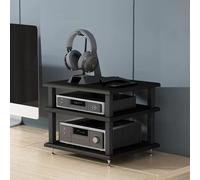 ZIUSFAC Estanteria Audio HiFi 4 Estante Estantería AV Media Stand Estante para Equipo De Audio Y Vídeo Amplificador Gabinete De Componentes De Vídeo para Dormitorio/Sala De Estar(Black,3 Tier)