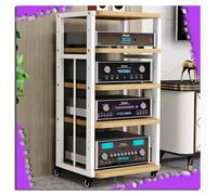 ZIUSFAC Estantería AV Media Stand De Móviles Estante De Audio Estanteria Audio Hifi Ajustable Armario Rodante De 3/4/5 Nivele Estante Para Componentes De Audio Y Video De TV Equipo Estéreo(White+Walnu