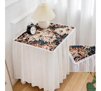 ZIUSFAC Funda para Mesita De Noche 45×45cm Mantel Cuadrado Pequeño Lino Antipolvo Cuadrada para Tela(D,40x50x45cm/15.7x19.7x17.7in)