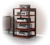 ZIUSFAC Mueble Equipo HiFi Estéreo Supports Estantería AV Media Stand con Pies Amortiguadores Gabinete De Componentes De Vídeo 3 4 5 Capas Mueble HiFi para Aula Cine En Casa(Teak,5 Tier-50X40X90CM)