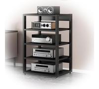 ZIUSFAC Mueble Equipo HiFi Estéreo Supports Estantería AV Media Stand con Pies Amortiguadores Gabinete De Componentes De Vídeo 3 4 5 Capas Mueble HiFi para Aula Cine En Casa(Black,5 Tier-50X40X90CM)