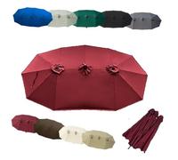 ZIUSFAC Toldo De Repuesto para Sombrilla Doble 12 Varillas Copertura Di Ricambio per Ombrellone 460x270cm Tela De Recambio para Sombrilla De Patio Grandes(Burgundy)
