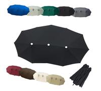 ZIUSFAC Toldo De Repuesto para Sombrilla Doble 12 Varillas Copertura Di Ricambio per Ombrellone 460x270cm Tela De Recambio para Sombrilla De Patio Grandes(Black)