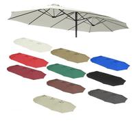 ZIUSFAC Toldo De Repuesto para Sombrilla Doble 460×270cm Cubiertas De Repuesto para Sombrilla De Patio Grande Toldo De Recambio para Parasol Exteriores 12 Varillas(Beige)