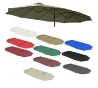 ZIUSFAC Toldo De Repuesto para Sombrilla Doble 460×270cm Cubiertas De Repuesto para Sombrilla De Patio Grande Toldo De Recambio para Parasol Exteriores 12 Varillas(Topaz)