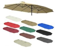 ZIUSFAC Toldo De Repuesto para Sombrilla Doble 460×270cm Cubiertas De Repuesto para Sombrilla De Patio Grande Toldo De Recambio para Parasol Exteriores 12 Varillas(Khaki)