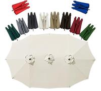 ZIUSFAC Toldo De Repuesto para Sombrilla Doble De Patio 4.5x2.7 M Toldo De Recambio para Parasol Grande 12 Varillas Tela De Recambio para Paraguas De Mercado(Beige)
