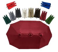 ZIUSFAC Toldo De Repuesto para Sombrilla Doble De Patio 4.5x2.7 M Toldo De Recambio para Parasol Grande 12 Varillas Tela De Recambio para Paraguas De Mercado(Burgundy)