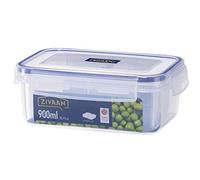 ZIVAAN RD3 - Recipiente para alimentos rectangular apilable con 2 vasos divisores, hermético, polipropileno y silicona, 900 ml, color transparente y azul marino