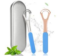 Zivacate 2Pcs Raspador de Lengua, Raspador de Lengua para Adultos Reutilizable Rascador de Lengua, Tongue Scraper de acero inoxidable, Ideales para el Tratamiento del Mal Aliento
