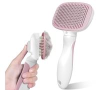 Zivacate Cepillo para Perros y Gatos, Limpieza con un Clic, Quitar Pelo Muerto, Adecuado Para la Depilación de Mascotas Grandes, Medianas y Pequeñas - Rosa-Blanco