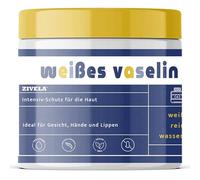 Zivela Gelatina de queroseno blanco 500 g - Vaselina pura para piel seca - Protección intensiva de la piel para cara, manos y labios - Sin agua hipoalergénico vegano sin perfume