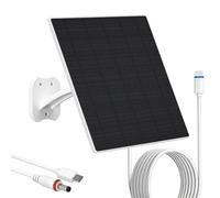 Zivif Panel solar de 10 W para cámaras de seguridad, cargador de panel solar con cable USB-C, CC 5.5 x 2.1 mm y puerto micro USB, IP65 impermeable con soporte ajustable, cable de 10 pies