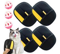 Zivopaw Pet Hair Remover, Pet Hair Removal Glove for Dogs & Cats, Upgraded Five Fingers Electrostatic Pets Hair Gloves for Couch, Furniture, Carpets, Curtain (Black-4pcs)