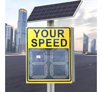 ZIXIAOS Señales De Límite De Velocidad LED con Energía Solar, Detector De Velocidad por Radar De Aluminio, Distancia De Medición De Velocidad De 300 M, Cobertura De 4 Vías 50x70cm/20 x27-Yellow