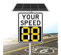 ZIXIAOS Señales De Límite De Velocidad LED con Energía Solar, Detector De Velocidad por Radar De Aluminio, Distancia De Medición De Velocidad De 300 M, Cobertura De 4 Vías 50x70cm/20 x27-White