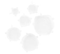 ZIXINNKC 2 juegos de tapa elástica de silicona blanca, recipiente de sellado para envasado de alimentos, olla, cubierta reutilizable, herramienta de cocina