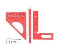 ZIXINNKC Carpintería Semicircular Puntero Ángulo Cuadrado Métrico Aleación de Aluminio Transportador de Carpintero Regla Multifuncional Ajustable 3D (Roja)