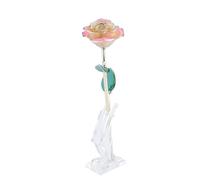 ZIXINNKC Rosa de tallo largo bañada en oro de 24k caja de regalo con soporte (rosa blanca y rosa con soporte)