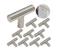 Ziyero 10 Piezas Tirador de Cocina en Forma de T Pomos para Muebles de un Solo Orificio Acero Inoxidable Pequeño y Liso, Duradero, puede Ser Dormitorio, Baño, Cocina, Sala de Estar, Estudio Etc(Plata)