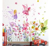 Ziyero Pegatinas Pared Decorativas Vinilos Infantiles Vinilo Infantil Pared Vinilos Pared Infantil Floral Mariposa Elfos Pegatinas De Pared Ambiente Rosado Autoadhesivo Removible Vinilos Decorativos
