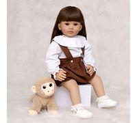 ZIYIUI 24 Pulgadas 60 cm Muñecas Reborn Realistas Niñas Simulación Silicona Suave Recién Nacido Reborn Baby Doll Pelo Largo Ojos Marrones Chica Reborn Juguetes para Niños