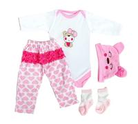 ZIYIUI Bebe Reborn Ropa 55 cm Traje de Corazón Rosa Muñecas Reborn Ropa Adecuado para Bebés Recién Nacidos de 50-55 cm （Set de Cuatro Piezas Reborn Ropa Niña）