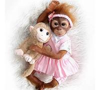ZIYIUI Reborn Baby Monkey 21 Pulgadas 52 cm Hecho a Mano Realista Reborn Pintura Detallada Muñeca de Arte Coleccionable Muñeca Niños Juguetes Regalo (Mono Hembra)