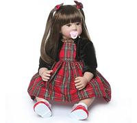 ZIYIUI Reborn Bebé Muñeca Niña 24 Pulgadas Bebé Muñeca Suaves Silicona Vinilo Muñeca Realista Hecha a Mano 60CM Muñeca de Pelo Largo