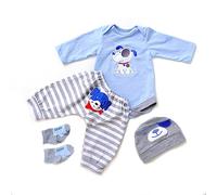 ZIYIUI Ropa de Muñecas para Reborn Baby 50-55cm,Conjunto Azul de Cuatro Piezas niño a Partir de 3 años