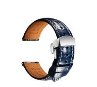 ZIYIWANG Correa de cuero compatible con varios anchos asa reloj 20 mm, 21 y 22 liberación rápida compatible relojes mecánicos automáticos for hombre(HD BlueB S,22mm)