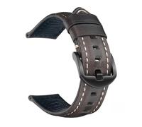 ZIYIWANG Correa de reloj vintage cuero encerado con aceite, correa liberación rápida, estilo hecha a mano 18 a 26 mm(Grey,26mm)