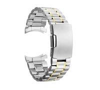 ZIYIWANG Pulsera de acero inoxidable 18 mm a 24 con cierre plegable y correa cabeza curva(Silcwe Gold,18mm)