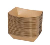 Ziyonix 100 Piezas Cuenco Cartón Kraft Bandeja Contenedores, 20 x 12.5 cm Cuencos Plato Resistente al Aceite y Agua para Patatas Fritas Snack Curry Salchicha Ensalada Macarons Aperitivos