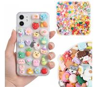 Ziyonix 110Piezas Conjunto Mixto Resina, Adornos de Slime Multicolor, Kawaii Abalorios de Resina de Postres/Frutas/Animales/Flores, Lindos Abalorios de resina para Hacer Manualidades, Estilo aleatorio