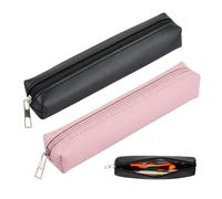 Ziyonix 2 Piezas Bolsa para Lapices Adolescentes, Cuero Estuche para Lápices, Papelería Bolsa, Gran Capacidad, Estuche Escolar para Oficina, Niñas, Adolescentes, Negro Rosa