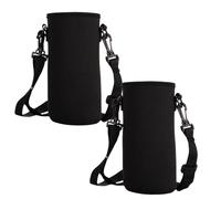 Ziyonix 2 Piezas Estuche para Botellas de Neopreno, 8 × 18 cm 750ML Portabotellas de Agua Titular Desmontable Botella Bolsa De Transporte Bolsa con Correa para El Hombro para Al Aire Libre (Negro)