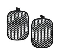 Ziyonix 2 Piezas Manoplas de Cocina en Algodón Resistentes al Calor Salvamanteles Guantes de Horno y Guantes de Olla Soportes para Ollas con Bolsillo Agarraderas Negros para Cocina y Hornear