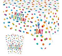 Ziyonix 2 Piezas Manteles Cumpleaños Infantil, 137 x 274cm Mantel de Plástico Impermeables para Fiesta, Manteles Puntos Desechables para Fiesta de Cumpleaños de Niñas Niños