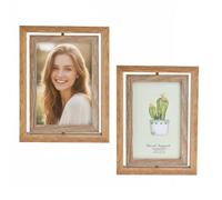 Ziyonix 2 Piezas Marco de Fotos de Madera de Doble Cara 13 x 18 cm 360°Decoración Madera con Tapa Acrílica Marco de Fotos Giratorio Adornos Fotográficos Giratorio para Boda Hogar Regalo la Vacaciones