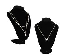 Ziyonix 2 Piezas Soporte de Exhibición de Collar, 21 x 16 cm Busto de Expositores de Joyería, Colgador Collares Terciopelo Negro, Busto Modelo de Joyería para Colgar Gargantillas Colgantes Cadenas