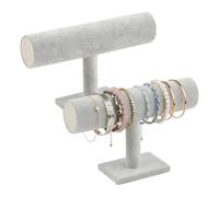 Ziyonix 2 Piezas Soportes de Joyas Terciopelo Gris, Organizador de Pulsera, Expositor Joyas en Forma de T, Soportes de Exhibición para Pulsera Collares Relojes