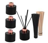 Ziyonix 4 Pcs Botella Difusora de Vidrio, 120ML Frasco Difusor de Vidrio con 100 Varillas Ambientador Difusores de Aceites Esenciales para Hogar Baño Negro
