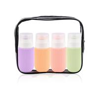 Ziyonix 4 Piezas 60ml Botella de Viaje Silicona, A Prueba de Fugas Reutilizable Botes Viaje, Apretable Silicona Botes Viaje para champú acondicionador loción Corporal y Crema Facial