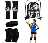 Ziyonix 4 piezas de rodilleras de voleibol, 1 par de protectores de brazo para voleibol + protectores de rodilla para voleibol, rodilleras transpirables elásticas suaves de espuma, con cinta para la