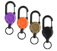 Ziyonix 4 Piezas Llaveros Extensibles, Porta Insignias Retráctil con Mosquetón, Cordón Extensible con Cable de Acero de 60cm, Llavero con Función Enrollable para Tarjetas de Identificación