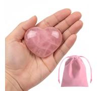 Ziyonix 45mm Quarzo Rosa Pietra Naturale, Cristal Curativo in Forma di Cuore, Piedras Preciosas Gema Rosa, Piedra de Cristal de Amor Regalo per Donne