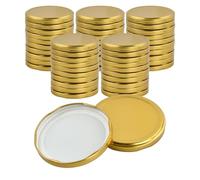 Ziyonix 50 Pack Tapas de Rosca para Tarros de Conserva, 100 mm de Diámetro Tapas para Botes de Cristal Cápsulas Twist Off para Tarros de Cristal (Oro)
